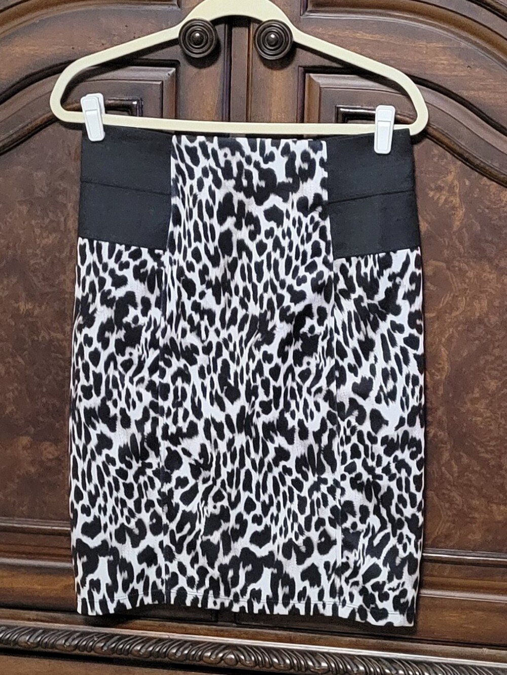 Calvin Klein Black and White Animal Print Pencil Skirt